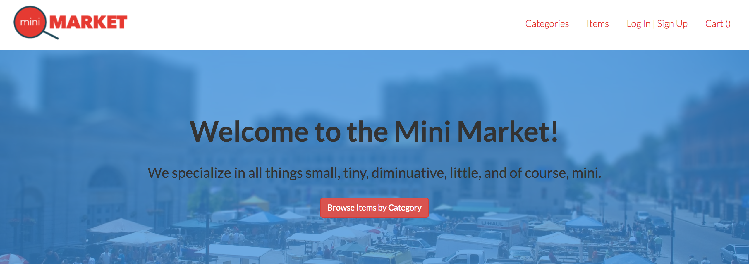 a picture of the homepage of mini market